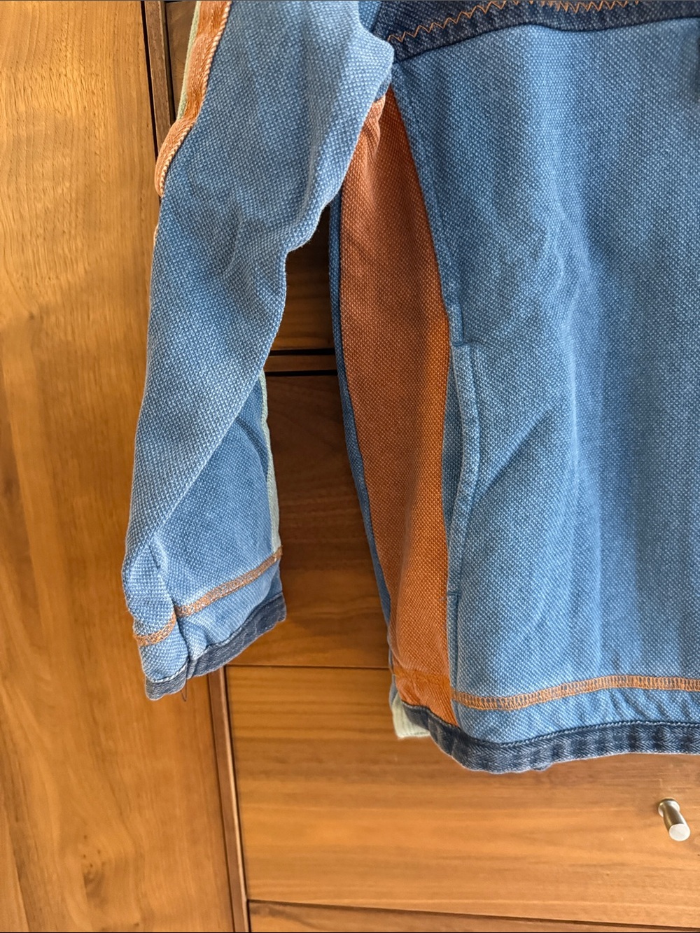 Fat Face Kids Colorblock Half-Zip Jacket in Blue, Orange & Green - Picture 2 of 7